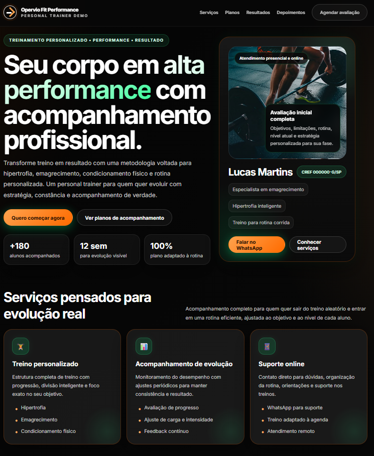 Demo landing page personal trainer